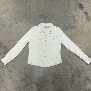 Cream Long Sleeve Denim Shirt